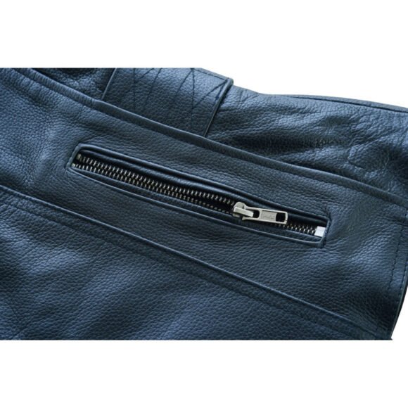 high mileage womens black leather vest | buckles