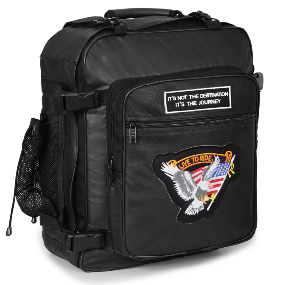 vance rival series 3pc rock design top grain high quality leather sissy bar bag set