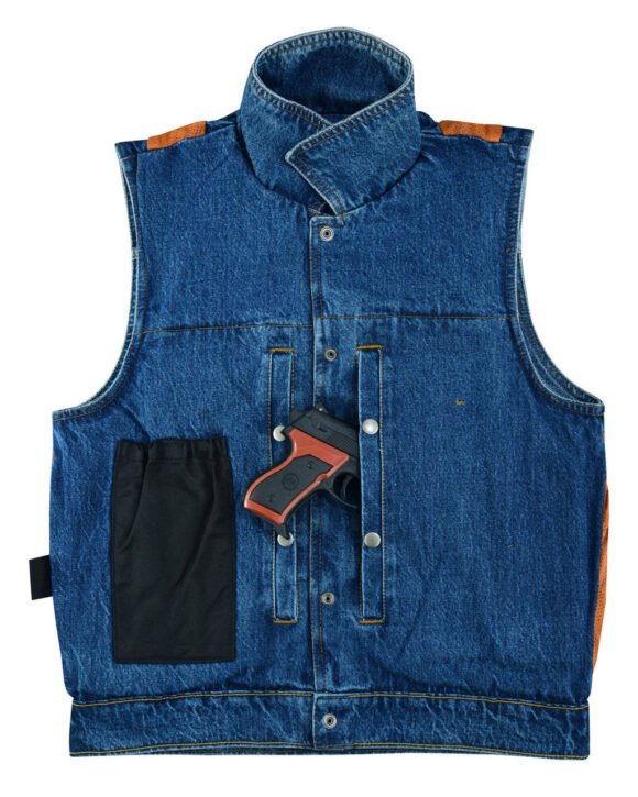 mens blue jean style denim biker vest