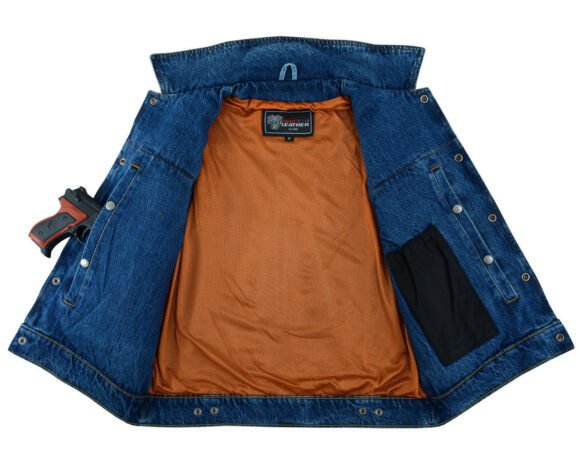 mens blue jean style denim biker vest