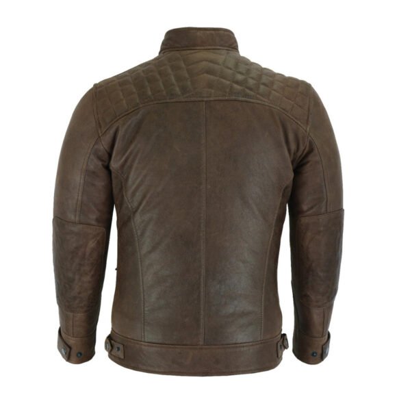 mens cafe racer waxed lambskin chocolate brown motorcycle leather jacket
