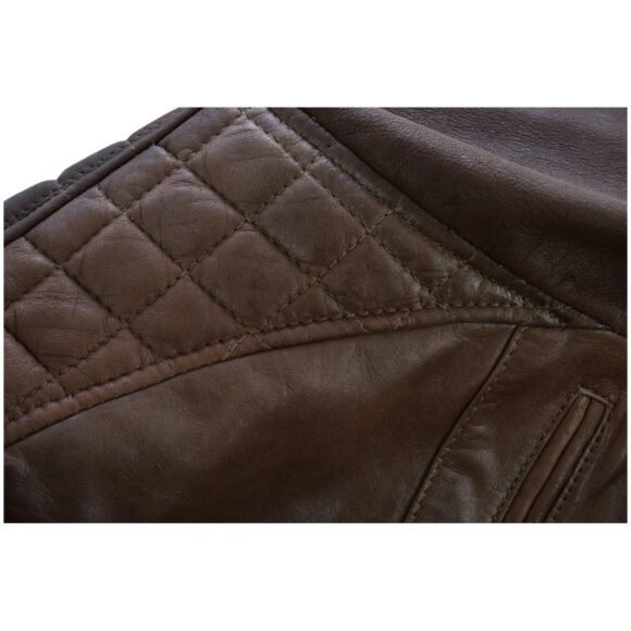 mens cafe racer waxed lambskin chocolate brown motorcycle leather jacket