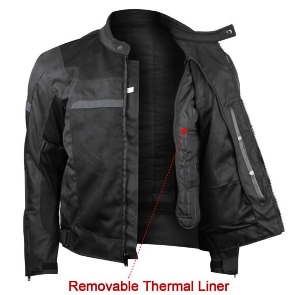 vance mens all weather season ce armor mesh motorcycle jacket