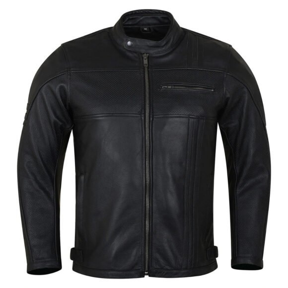 high mileage mens premium commuter cafe racer motorcycle leather jacket with removeable ce armor
