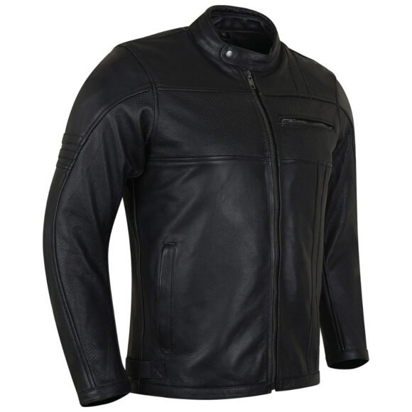 high mileage mens premium commuter cafe racer motorcycle leather jacket with removeable ce armor