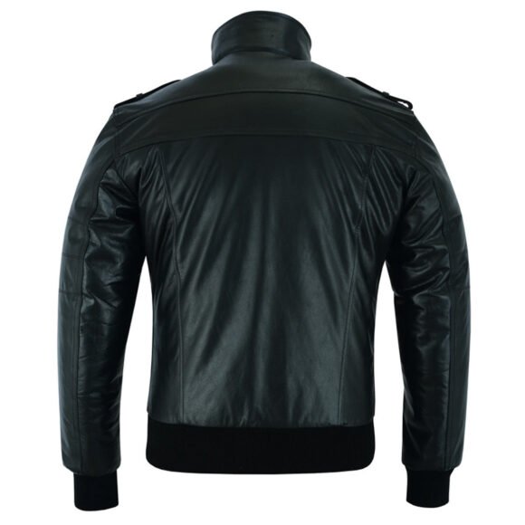 vance leather mens sven bomber black waxed premium cowhide motorcycle leather jacket with removeable hood