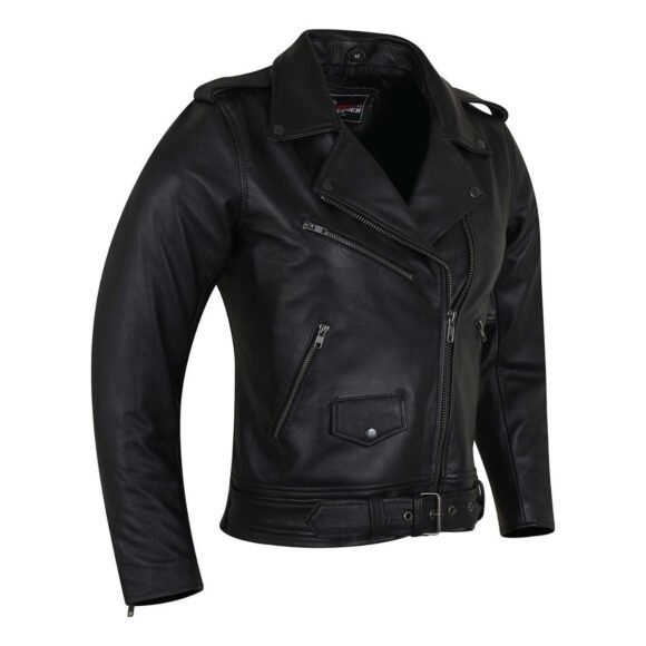 vance ladies goatskin leather classic biker jacket