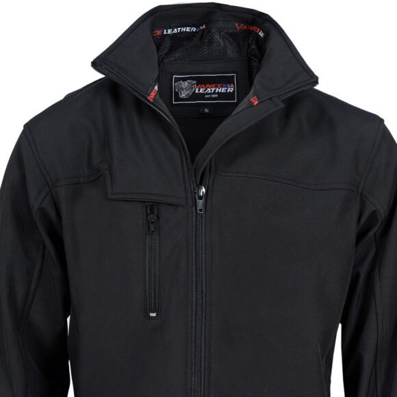 vance black waterproof lightweight zipper front soft shell jacket