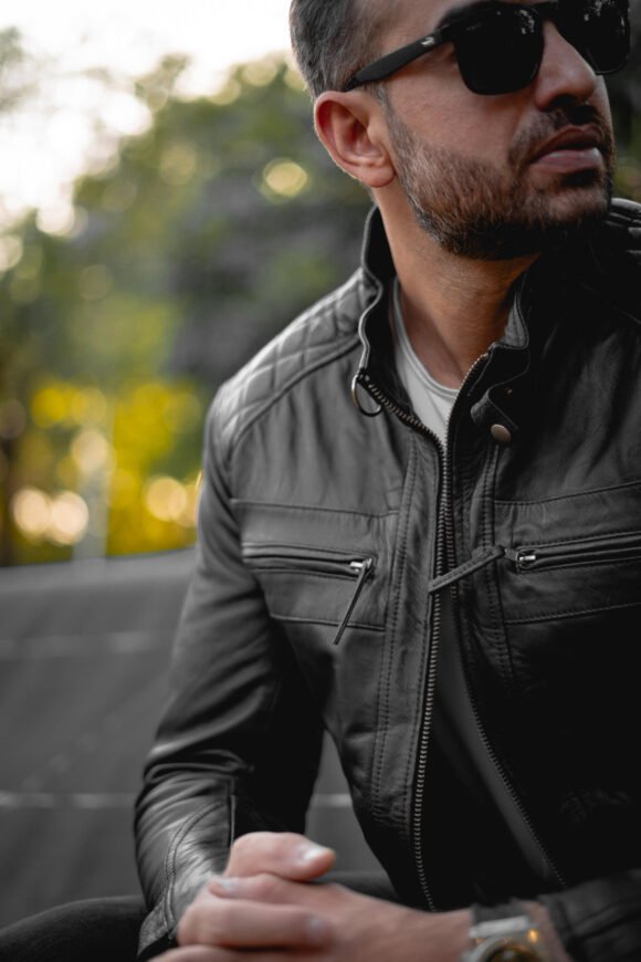 mens cafe racer gatsby black waxed lambskin motorcycle leather jacket