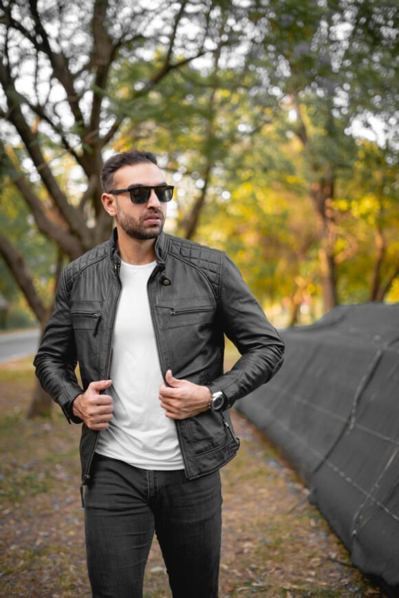 mens cafe racer gatsby black waxed lambskin motorcycle leather jacket