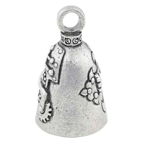 steampunk skull guardian bell pewter good luck charm