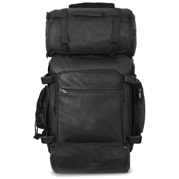 vance rival series 3pc rock design top grain leather plain black sissy bar bag set