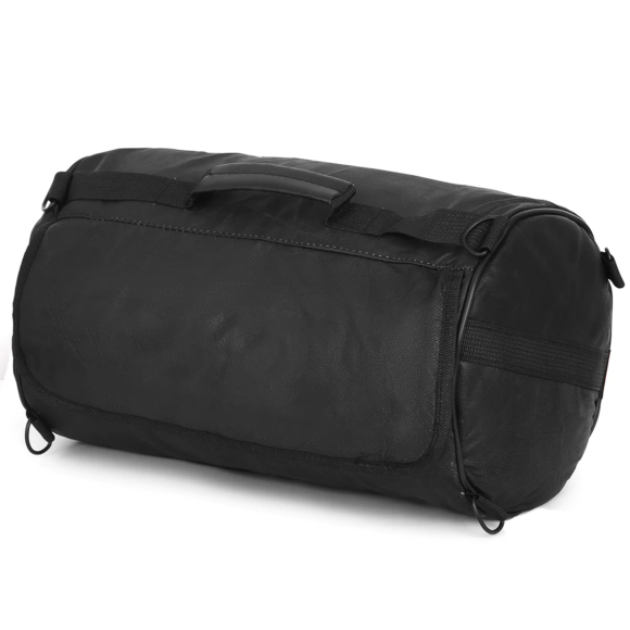 vance rival series 3pc rock design top grain leather plain black sissy bar bag set