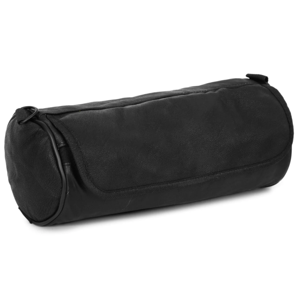 vance rival series 3pc rock design top grain leather plain black sissy bar bag set