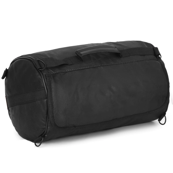 vance rival series 3pc rock design top grain leather plain black sissy bar bag set
