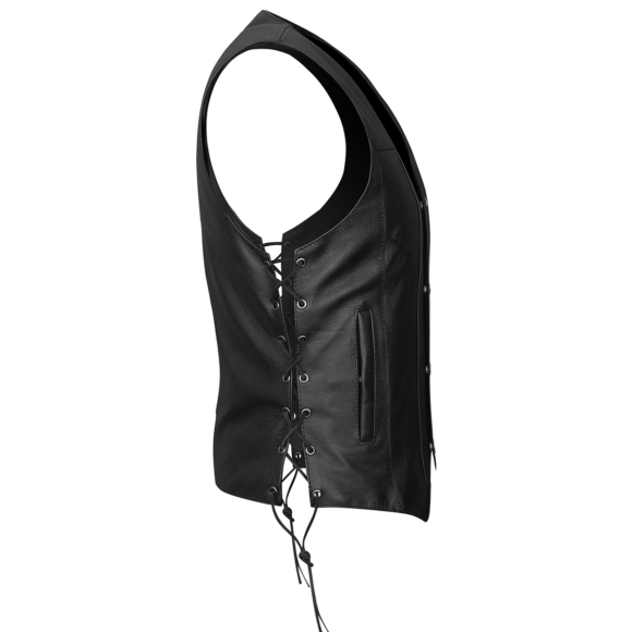 mens leather biker vest | buffalo nickel snaps | double conceal carry pocket