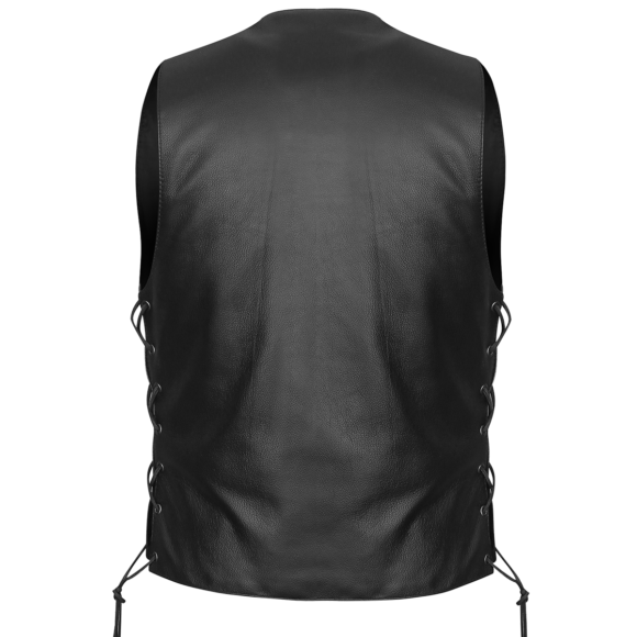 mens leather biker vest | buffalo nickel snaps | double conceal carry pocket