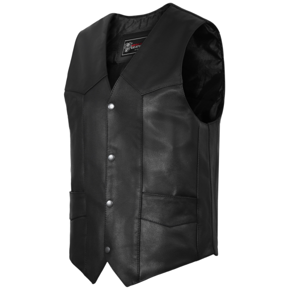 vance mens black premium leather motorcycle vest