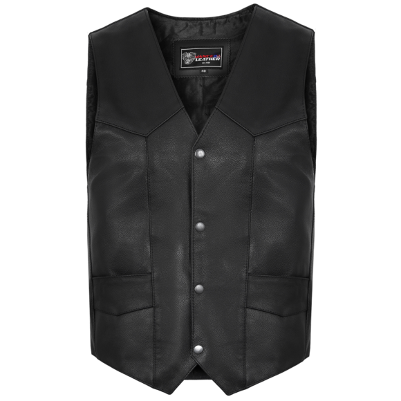 vance mens black premium leather motorcycle vest