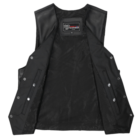 vance mens black premium leather motorcycle vest