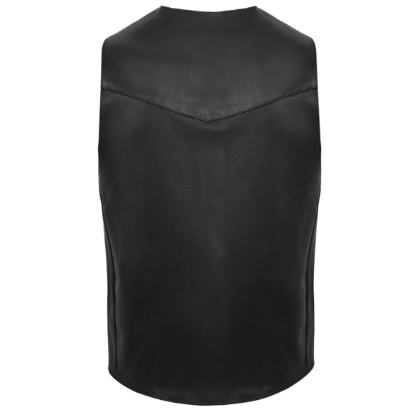 mens black leather vest