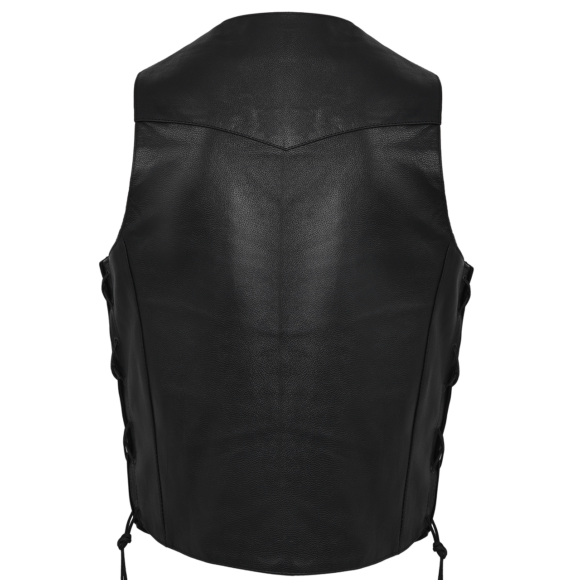 vance mens black premium cowhide ten pocket leather vest