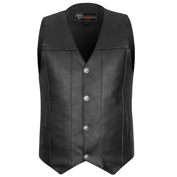 vance mens black cowhide buffalo nickel motorcycle vest