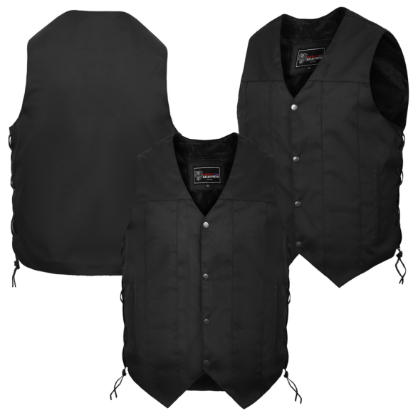 mens black textile 10 pocket vest | dual conceal carry pockets