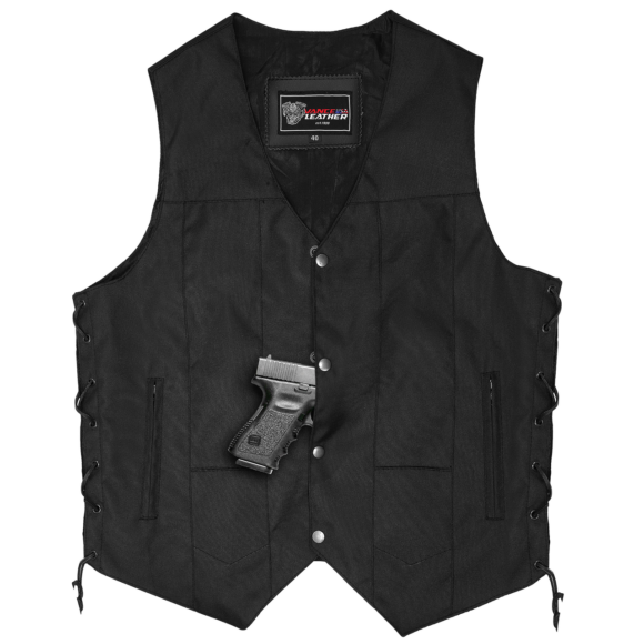 mens black textile 10 pocket vest | dual conceal carry pockets
