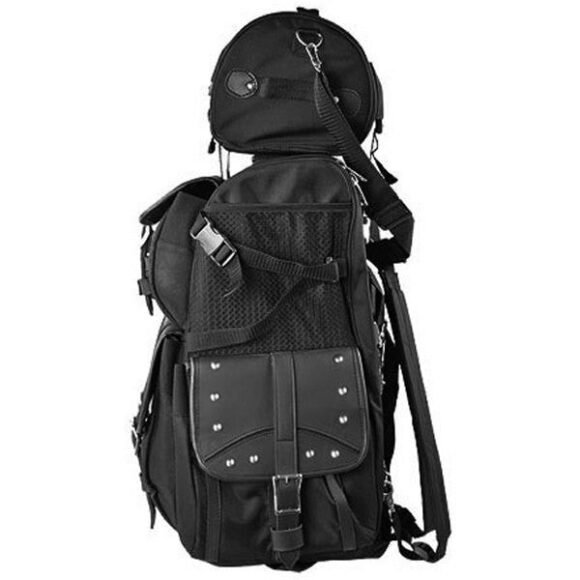 vance black extra large studded 2 piece sissy bar travel bag