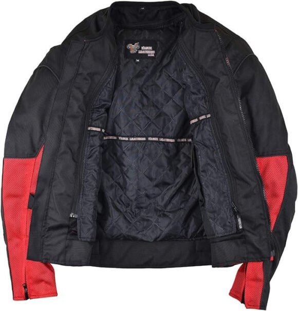 vance men's 3 season mesh/textile ce armor motorcycle jacket