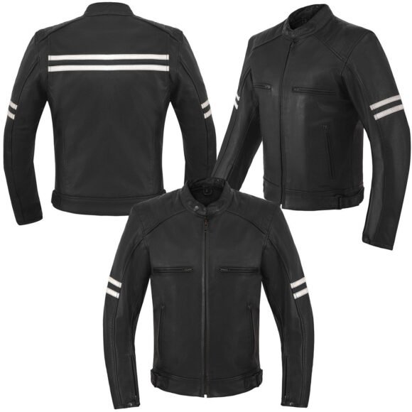 high mileage mens premium cowhide leather 'street' cruiser motorcycle riding jacket