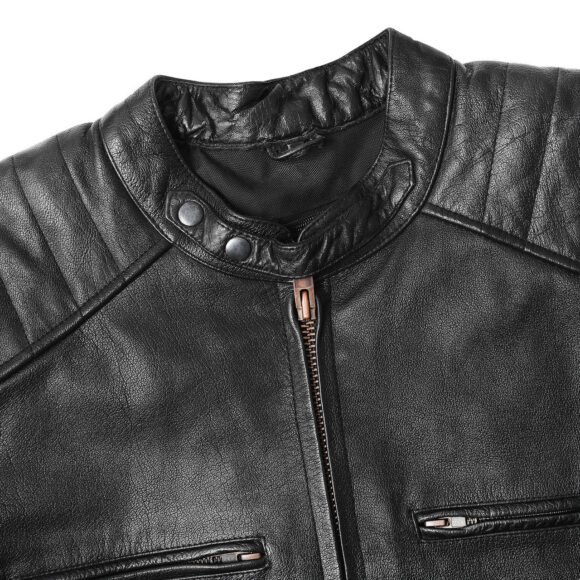 high mileage mens premium cowhide leather 'street' cruiser motorcycle riding jacket