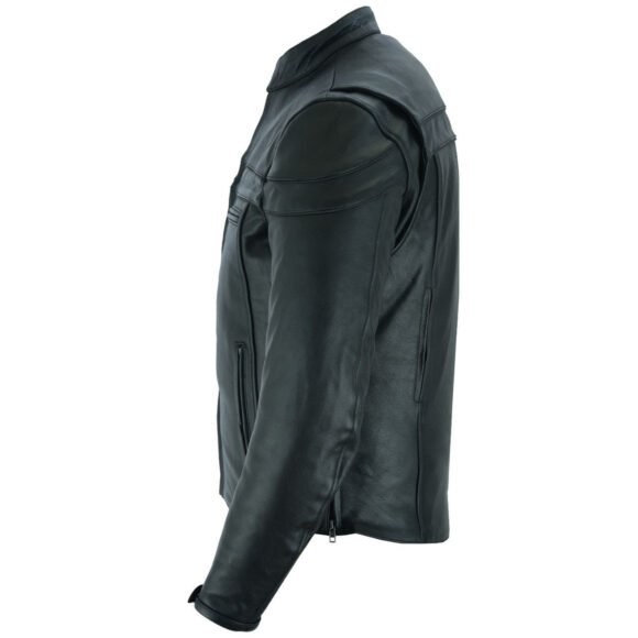 test mens premium cowhide cafe racer leather motorcycle jacket with zipper vents