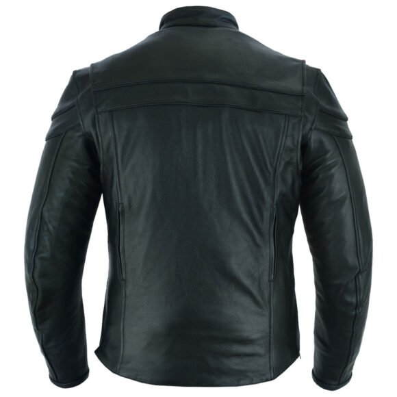 test mens premium cowhide cafe racer leather motorcycle jacket with zipper vents