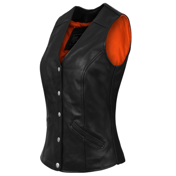 womens leather vest | five snap | conceal carry pocket