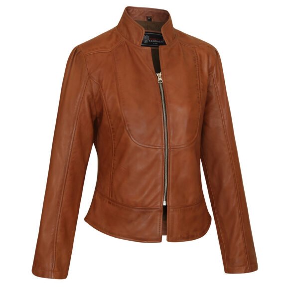 vance leathers maya ladies fitted jacket | soft lightweight brown leather