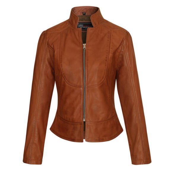 vance leathers maya ladies fitted jacket | soft lightweight brown leather