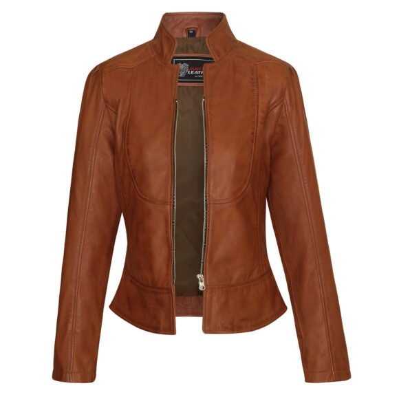 vance leathers maya ladies fitted jacket | soft lightweight brown leather