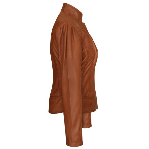 vance leathers maya ladies fitted jacket | soft lightweight brown leather