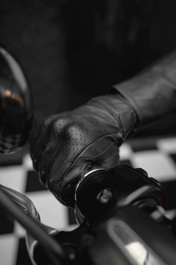 mens premium leather perforated cruiser gloves with knuckle protection touchscreen riding gloves