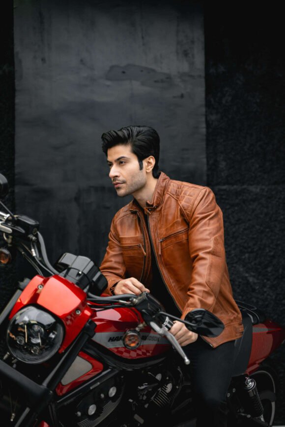 mens cafe racer waxed lambskin austin brown biker jacket