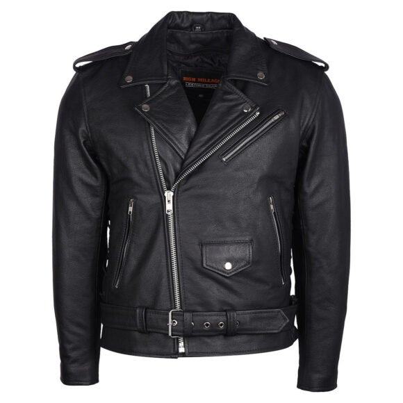 mens eagle embossed live to ride ride to live classic black leather motorcycle jacket