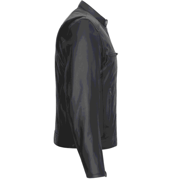 high mileage premium mens black leather motorcycle jacket