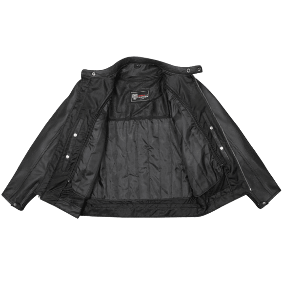 high mileage premium mens black leather motorcycle jacket