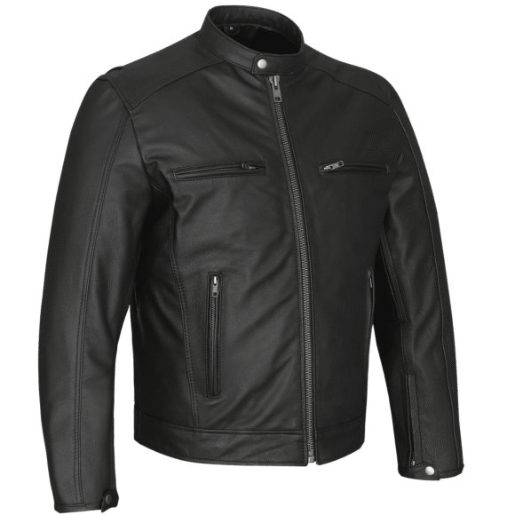 high mileage premium mens black leather motorcycle jacket