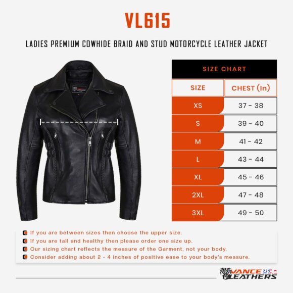 vance leather womens black soft leather jacket | braided | studded