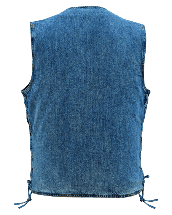 vance mens blue v neck denim mc biker vest