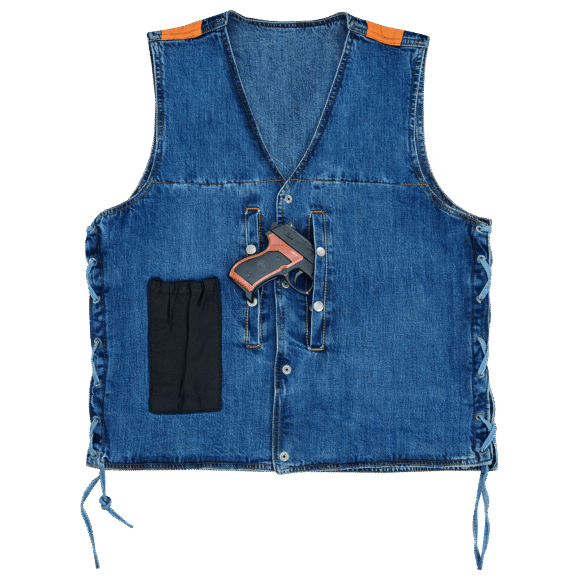 vance mens blue v neck denim mc biker vest