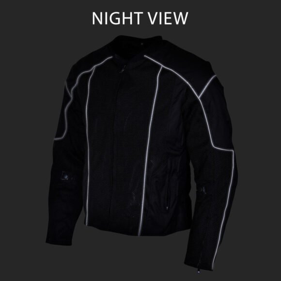 vance mens black advanced 3 season mesh/textile ce armor motorcycle jacket